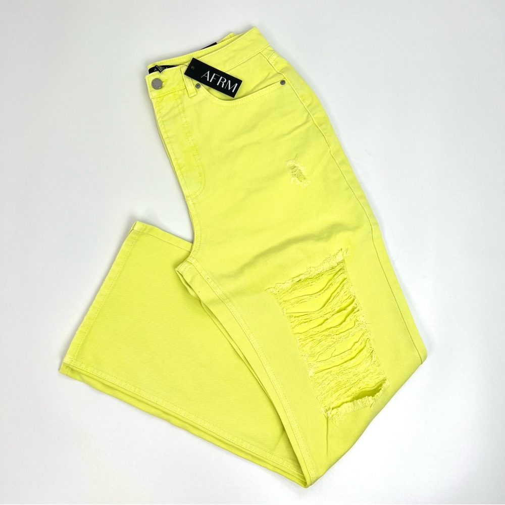 AFRM Neon Yellow Flare Jeans